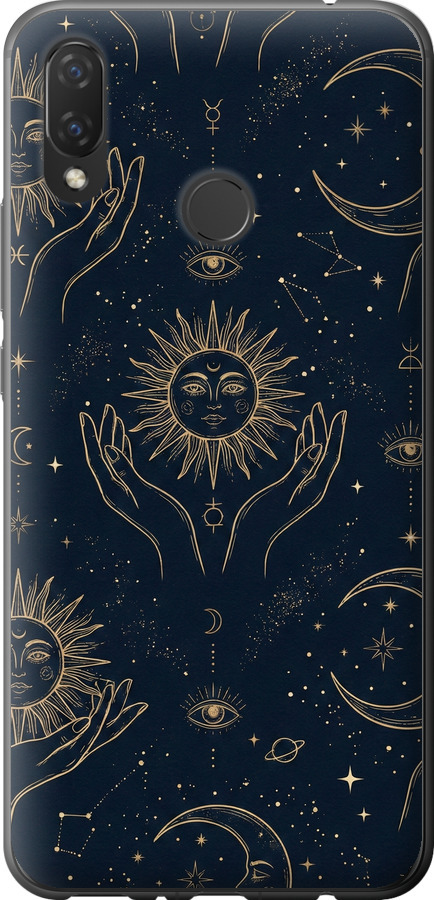 Celestial Harmony: Sun & Moon Gold Mystic Pattern