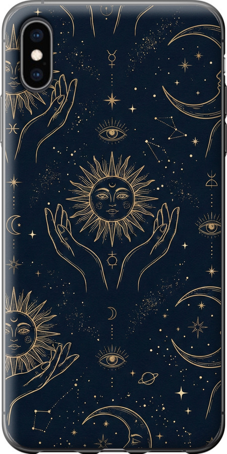 Celestial Harmony: Sun & Moon Gold Mystic Pattern