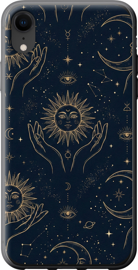 Celestial Harmony: Sun & Moon Gold Mystic Pattern
