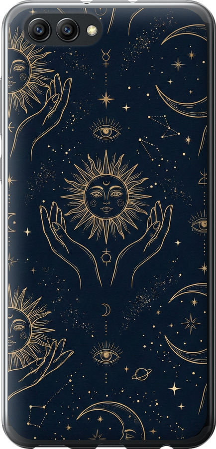 Celestial Harmony: Sun & Moon Gold Mystic Pattern