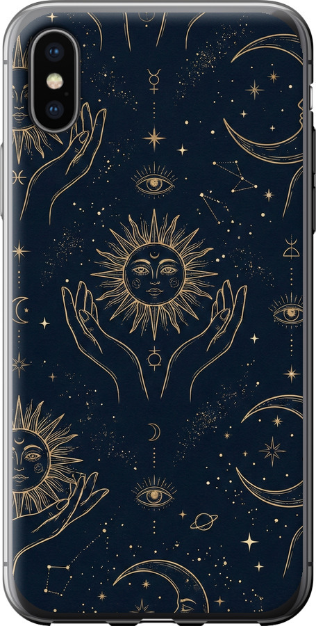 Celestial Harmony: Sun & Moon Gold Mystic Pattern