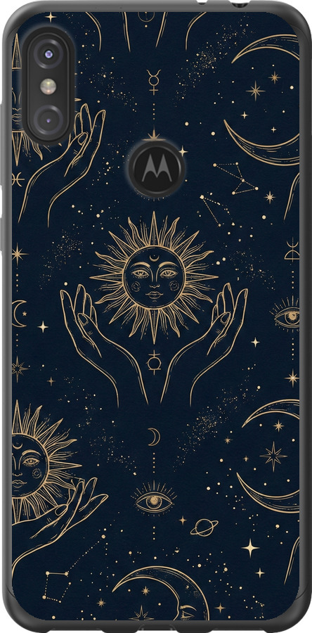 Celestial Harmony: Sun & Moon Gold Mystic Pattern