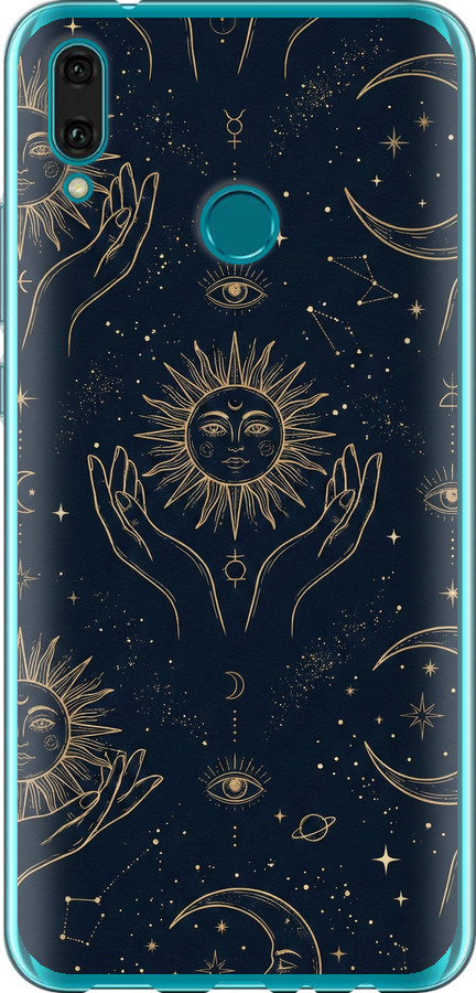 Celestial Harmony: Sun & Moon Gold Mystic Pattern