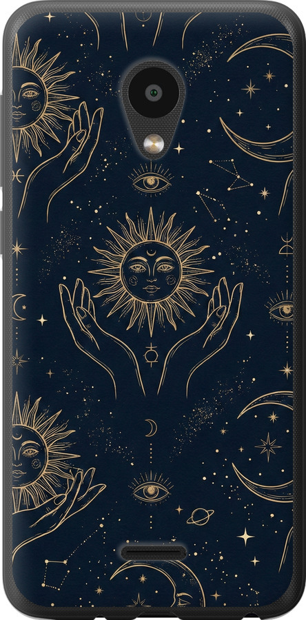 Celestial Harmony: Sun & Moon Gold Mystic Pattern