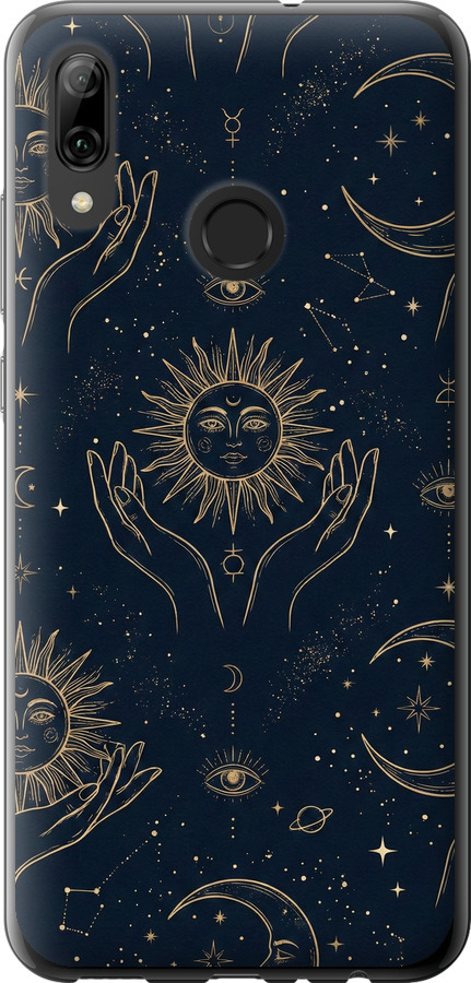 Celestial Harmony: Sun & Moon Gold Mystic Pattern