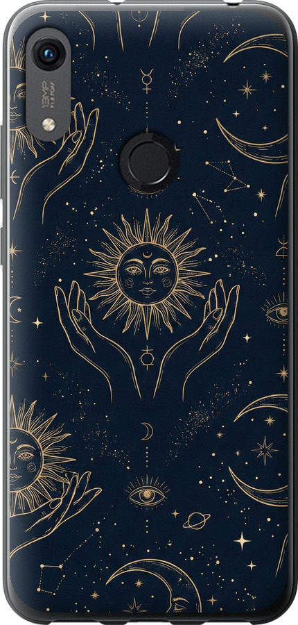 Celestial Harmony: Sun & Moon Gold Mystic Pattern