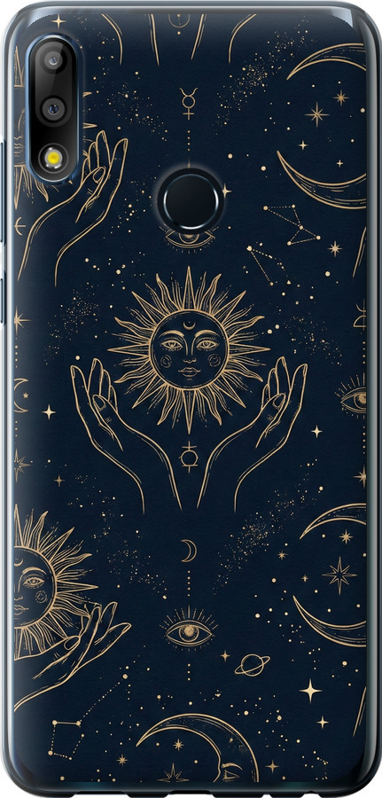 Celestial Harmony: Sun & Moon Gold Mystic Pattern