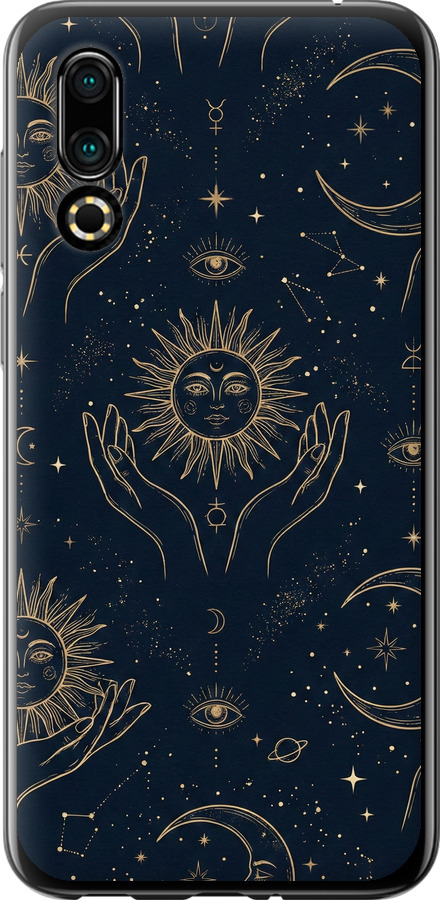 Celestial Harmony: Sun & Moon Gold Mystic Pattern