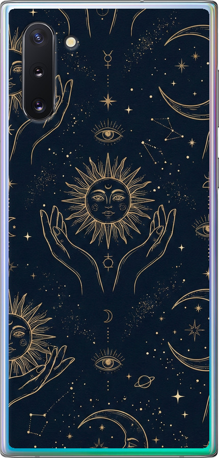 Celestial Harmony: Sun & Moon Gold Mystic Pattern