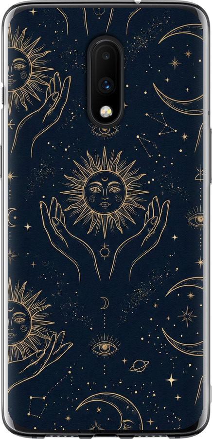 Celestial Harmony: Sun & Moon Gold Mystic Pattern