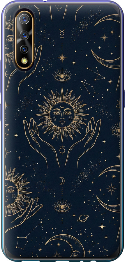 Celestial Harmony: Sun & Moon Gold Mystic Pattern
