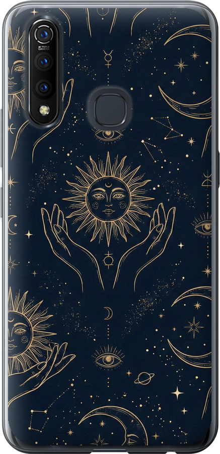 Celestial Harmony: Sun & Moon Gold Mystic Pattern