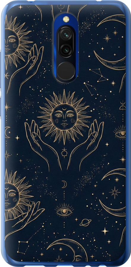 Celestial Harmony: Sun & Moon Gold Mystic Pattern