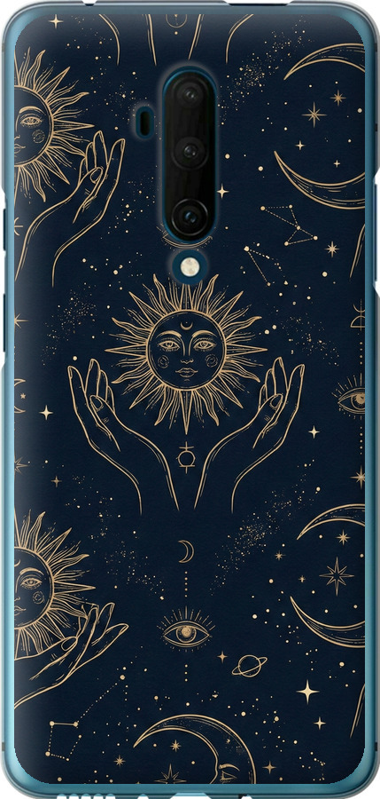 Celestial Harmony: Sun & Moon Gold Mystic Pattern