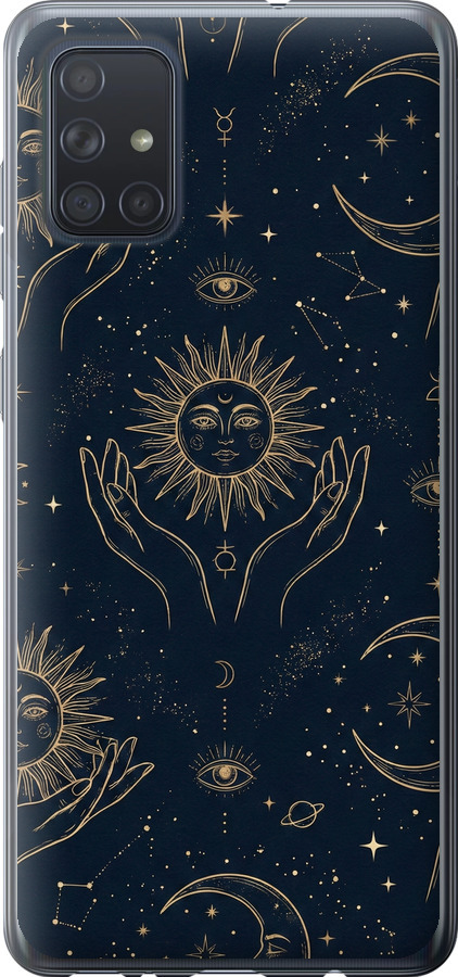 Celestial Harmony: Sun & Moon Gold Mystic Pattern