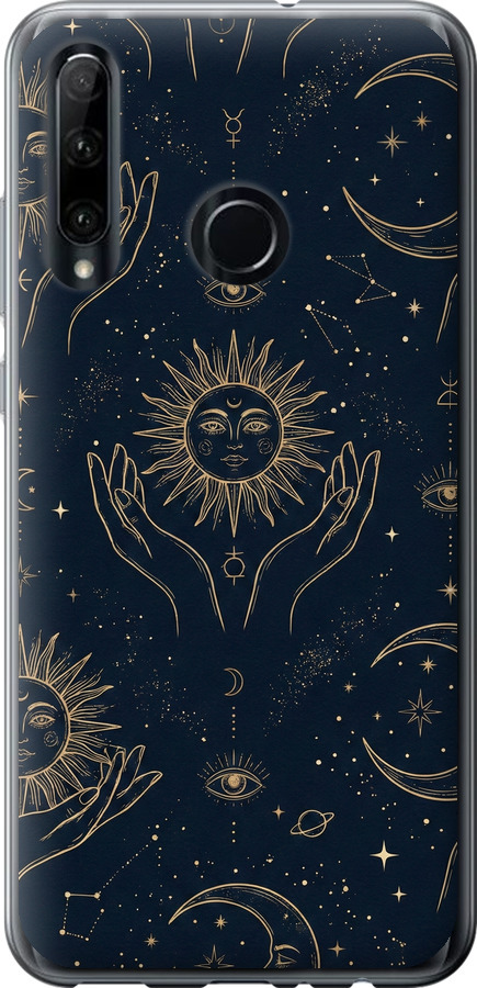 Celestial Harmony: Sun & Moon Gold Mystic Pattern