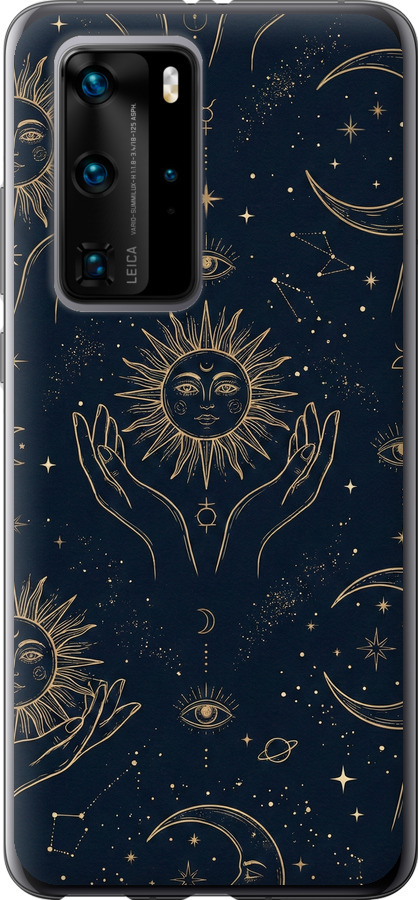 Celestial Harmony: Sun & Moon Gold Mystic Pattern