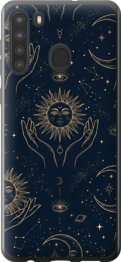 Celestial Harmony: Sun & Moon Gold Mystic Pattern