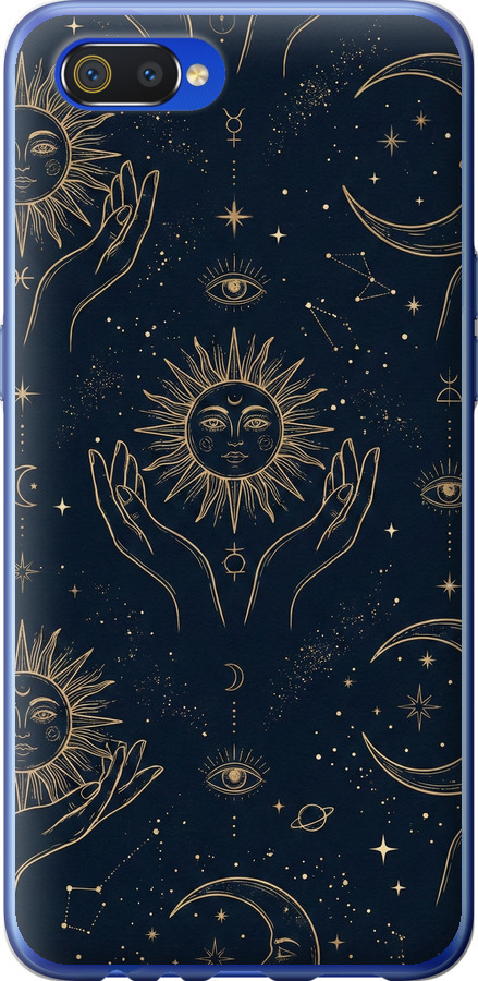 Celestial Harmony: Sun & Moon Gold Mystic Pattern