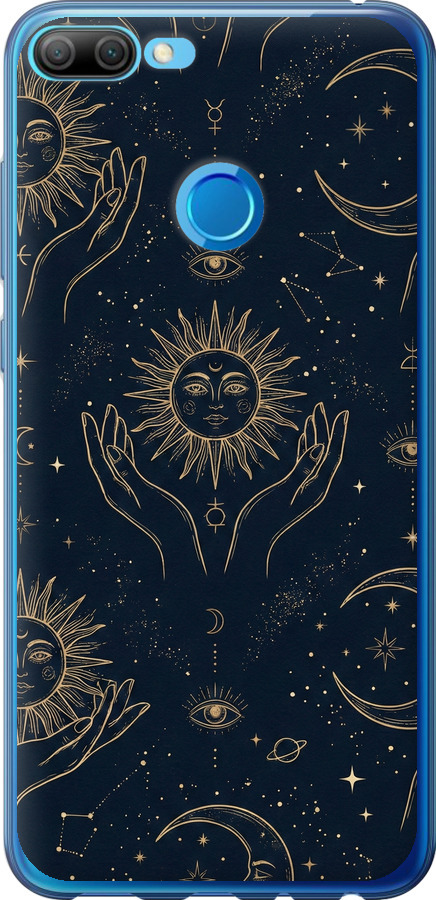 Celestial Harmony: Sun & Moon Gold Mystic Pattern