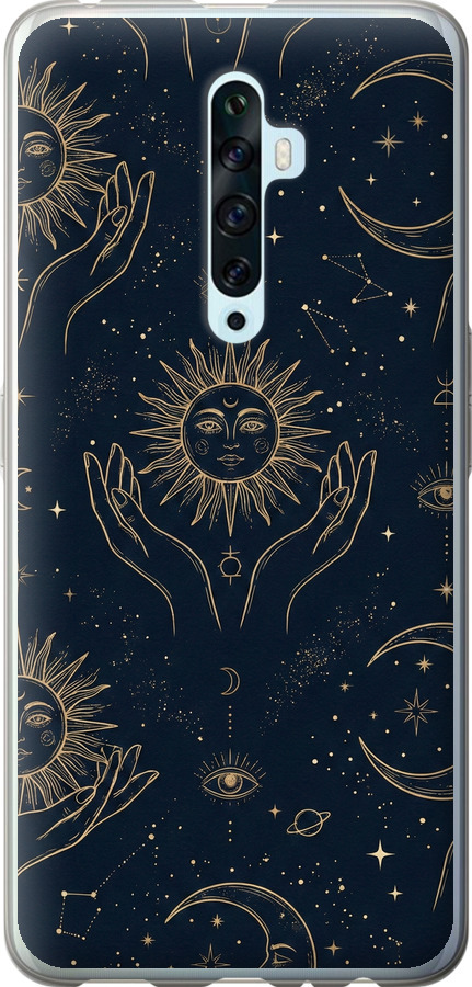 Celestial Harmony: Sun & Moon Gold Mystic Pattern