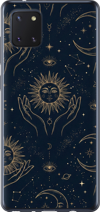 Celestial Harmony: Sun & Moon Gold Mystic Pattern
