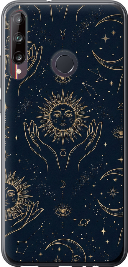 Celestial Harmony: Sun & Moon Gold Mystic Pattern