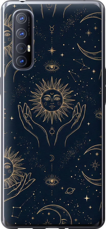 Celestial Harmony: Sun & Moon Gold Mystic Pattern