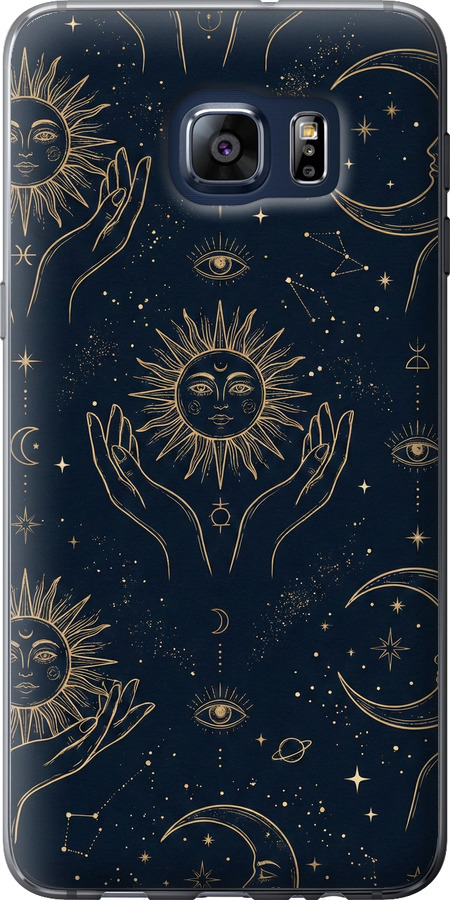 Celestial Harmony: Sun & Moon Gold Mystic Pattern