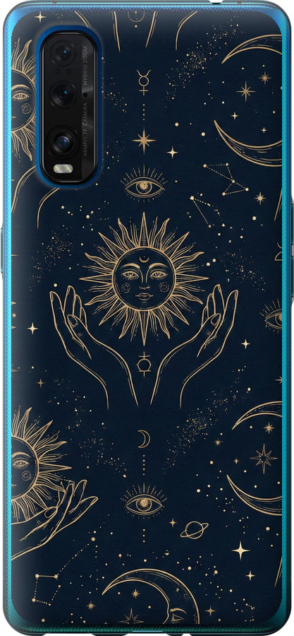 Celestial Harmony: Sun & Moon Gold Mystic Pattern