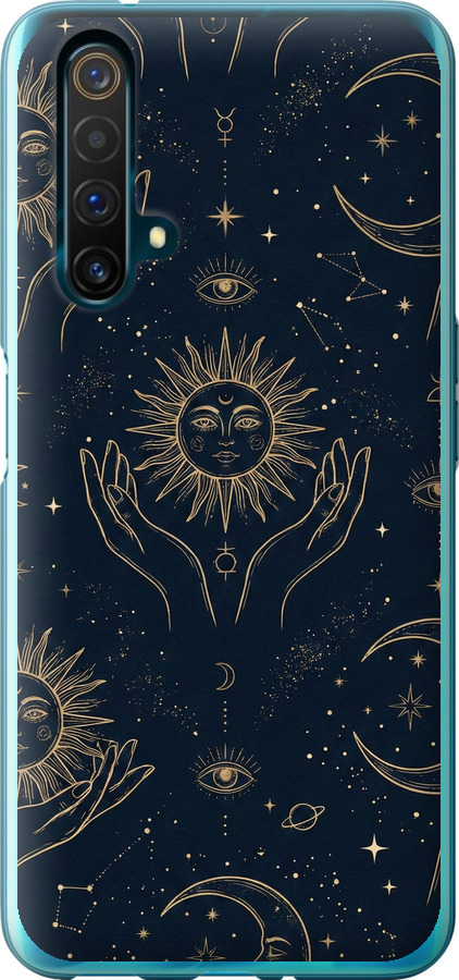 Celestial Harmony: Sun & Moon Gold Mystic Pattern