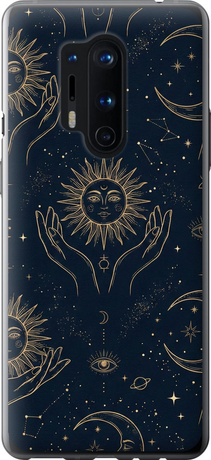 Celestial Harmony: Sun & Moon Gold Mystic Pattern