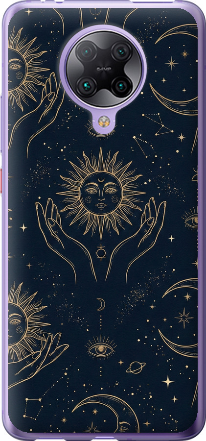 Celestial Harmony: Sun & Moon Gold Mystic Pattern