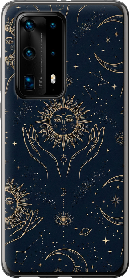 Celestial Harmony: Sun & Moon Gold Mystic Pattern