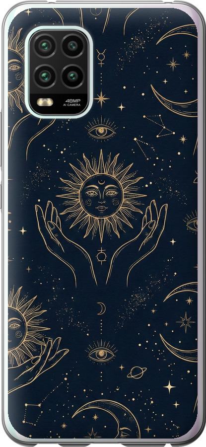 Celestial Harmony: Sun & Moon Gold Mystic Pattern