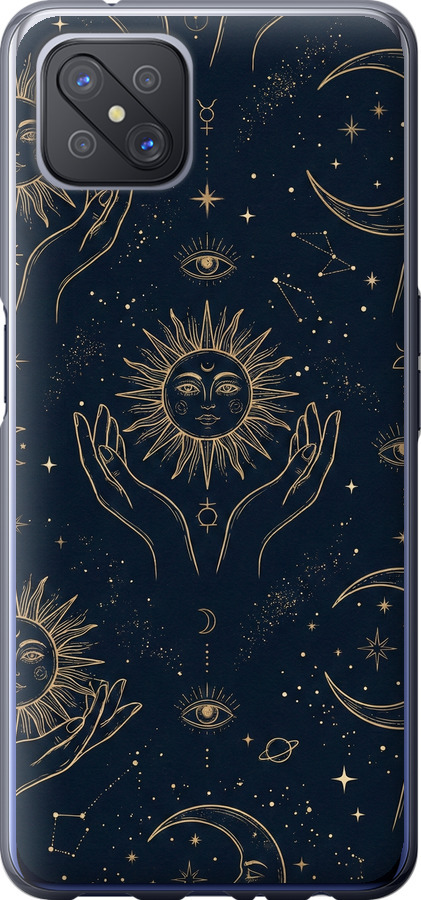 Celestial Harmony: Sun & Moon Gold Mystic Pattern