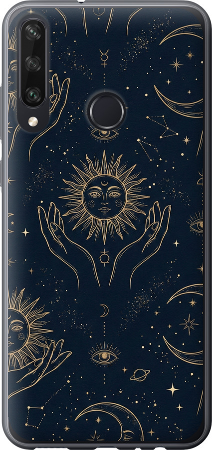 Celestial Harmony: Sun & Moon Gold Mystic Pattern