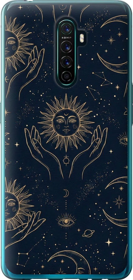 Celestial Harmony: Sun & Moon Gold Mystic Pattern