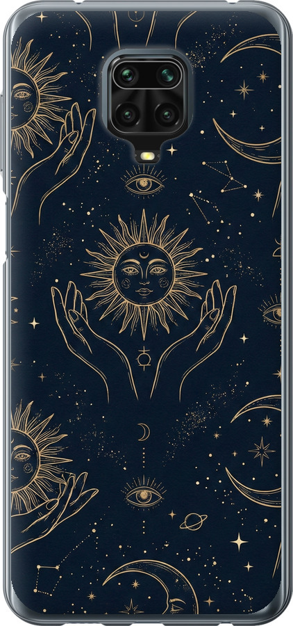 Celestial Harmony: Sun & Moon Gold Mystic Pattern