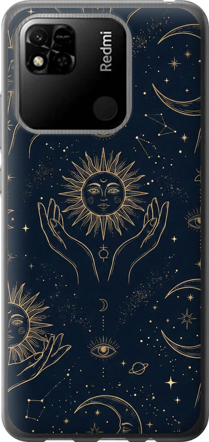 Celestial Harmony: Sun & Moon Gold Mystic Pattern