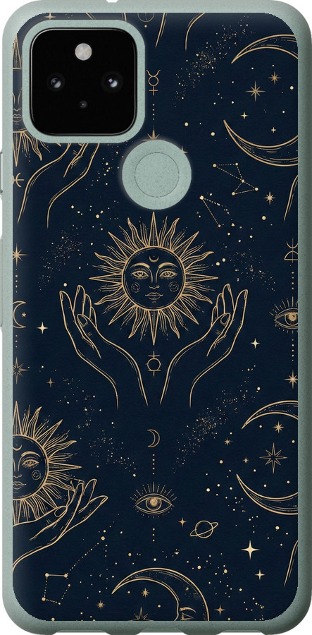 Celestial Harmony: Sun & Moon Gold Mystic Pattern