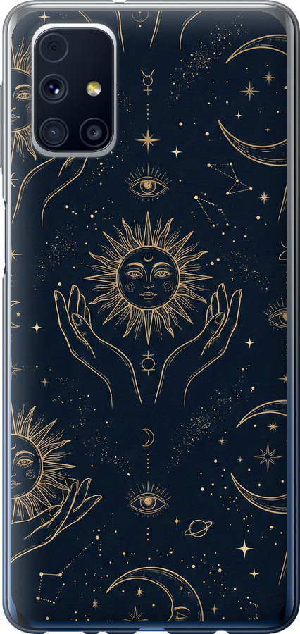 Celestial Harmony: Sun & Moon Gold Mystic Pattern