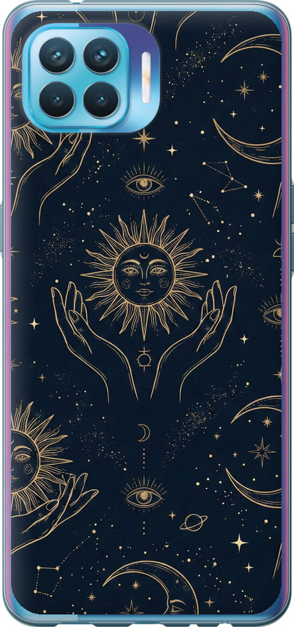 Celestial Harmony: Sun & Moon Gold Mystic Pattern