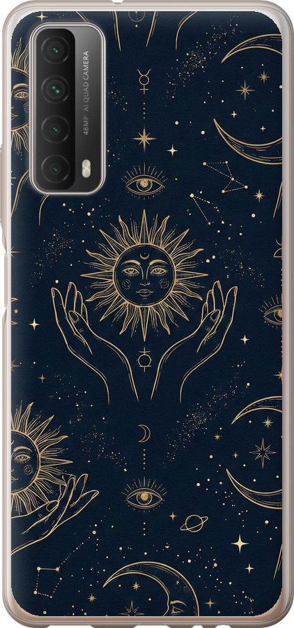 Celestial Harmony: Sun & Moon Gold Mystic Pattern