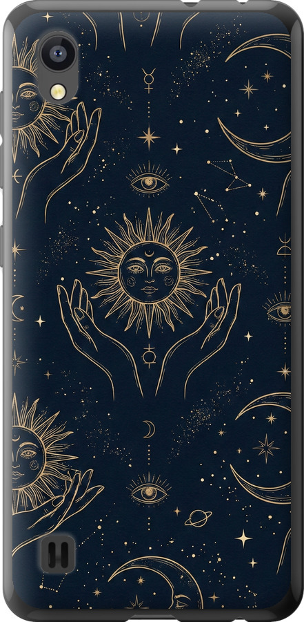 Celestial Harmony: Sun & Moon Gold Mystic Pattern