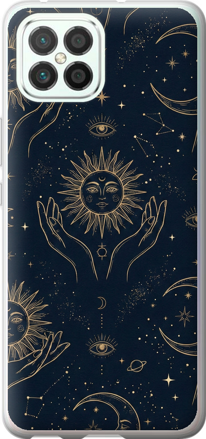 Celestial Harmony: Sun & Moon Gold Mystic Pattern