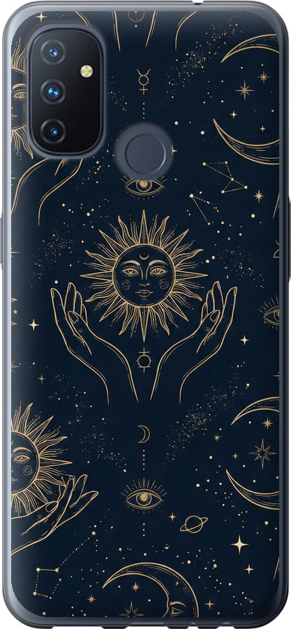 Celestial Harmony: Sun & Moon Gold Mystic Pattern