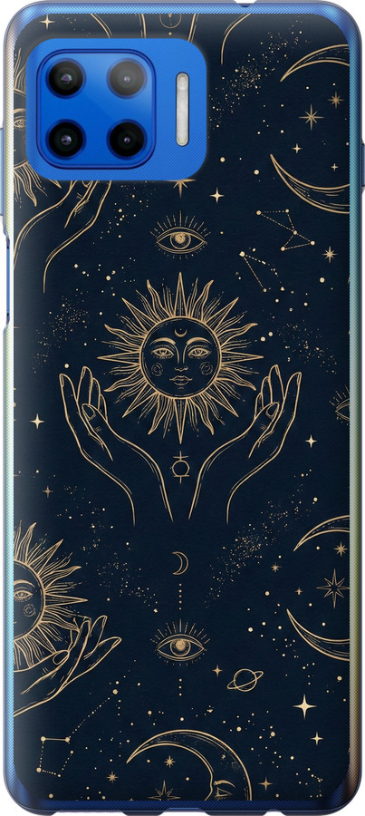 Celestial Harmony: Sun & Moon Gold Mystic Pattern