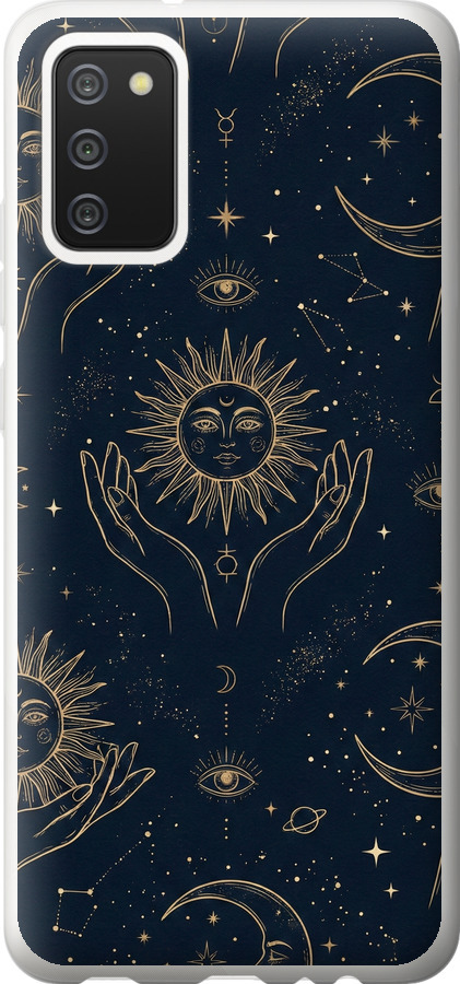 Celestial Harmony: Sun & Moon Gold Mystic Pattern
