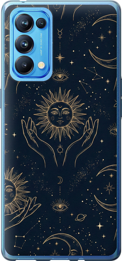 Celestial Harmony: Sun & Moon Gold Mystic Pattern